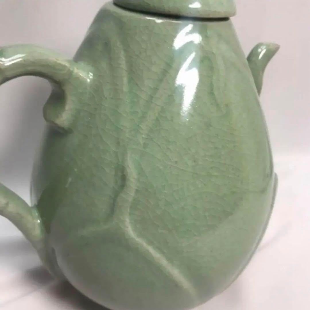 高麗青磁 水差し 志昔 竹筍水注 茶道具 飾り 陽刻 骨董 茶道具 花入（は